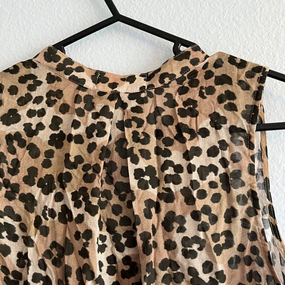 Bella Dahl Sleeveless Button Down Leopard Print Blouse High Low Size Small - Picture 6 of 10